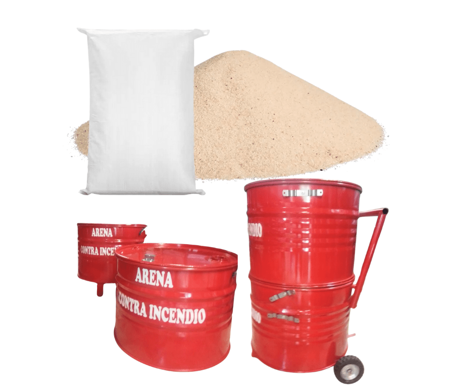 Costal de arena para absorción de derrames y emergencias.