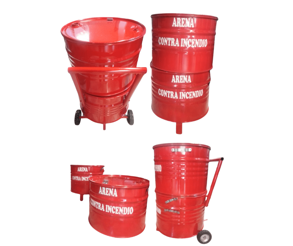 Tambo arenero para control de incendios en zonas de riesgo.